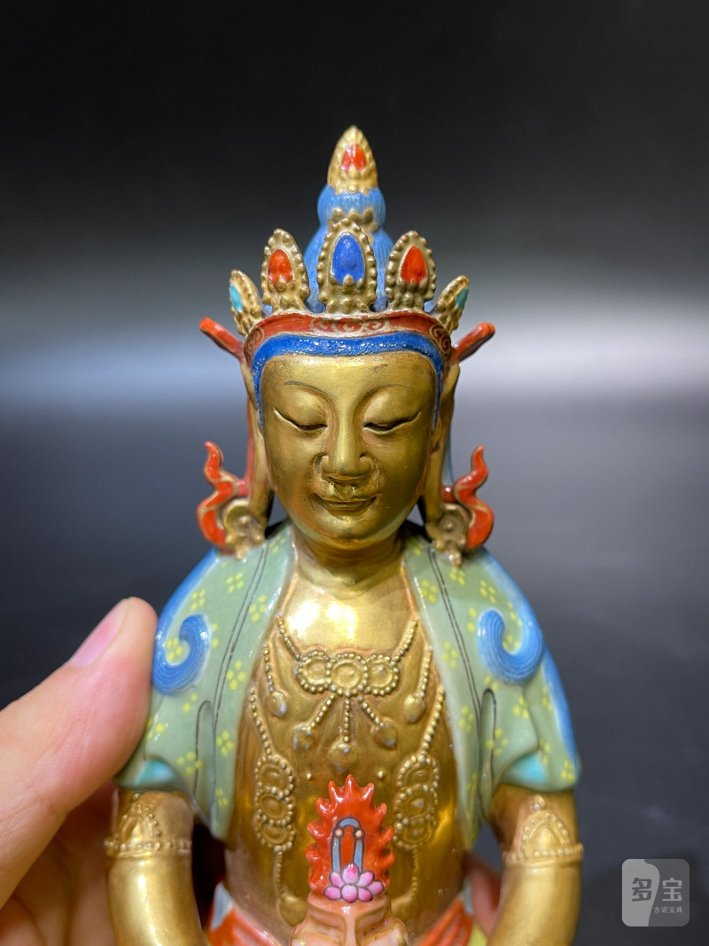 清乾隆 粉彩描金无量寿佛 - 图12